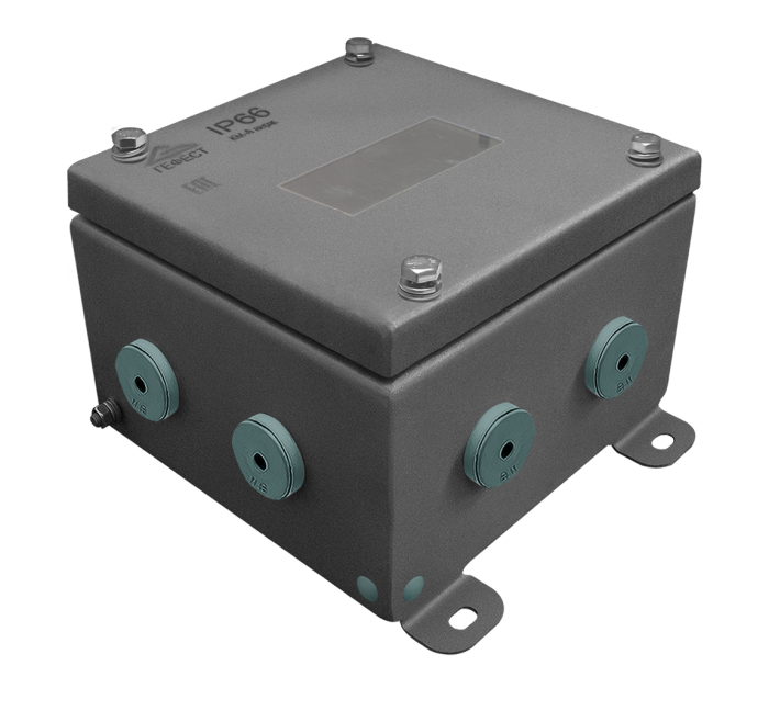 Distribution boxes КМ-А-1515 IP66(R) with sight glass from stainless steel